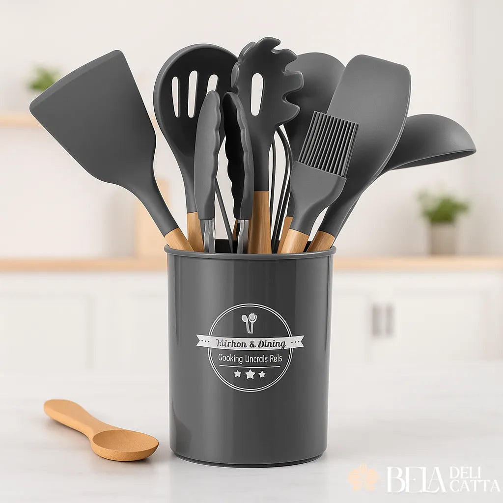 Jogo de Utensílios 12 peças Silicone com Suporte