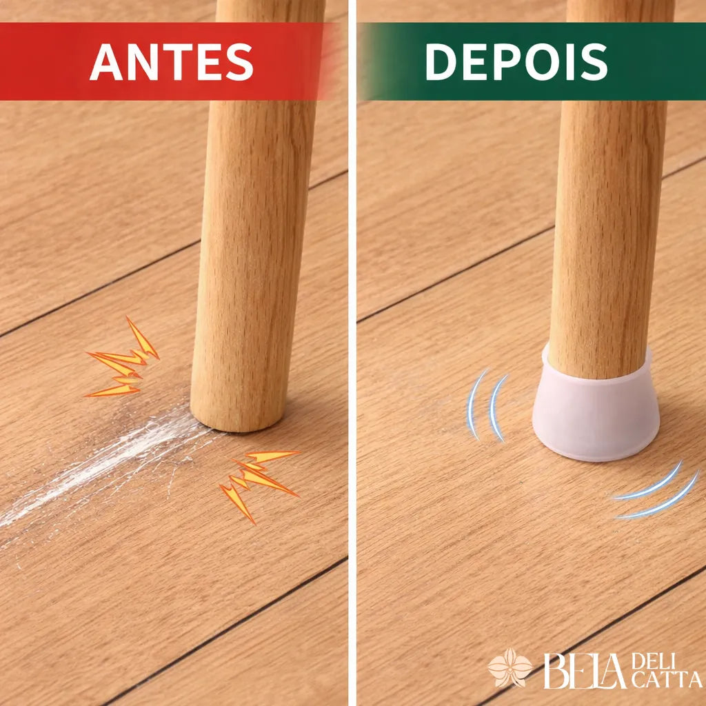 KIT 12 Protetores de Silicone para Pés de Cadeira e Mesa | Antirrisco e Antirruído