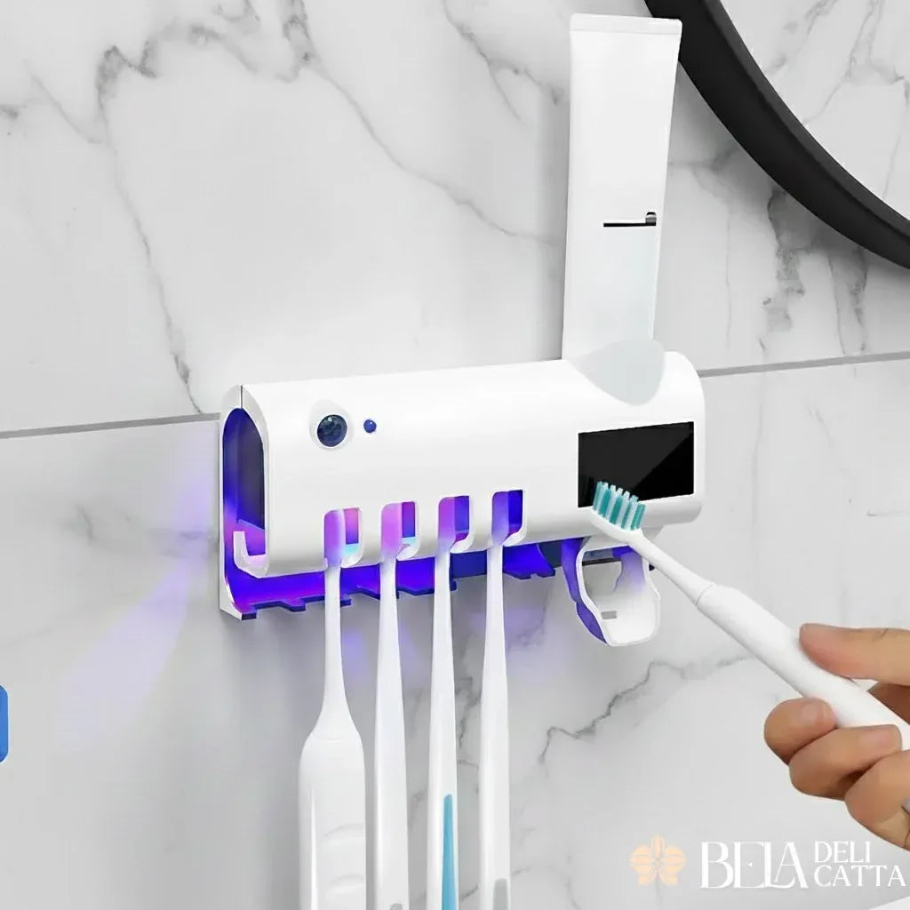 Porta Escova de Dentes com Esterilizador UV com Dispenser - ÚLTIMAS UNIDADES!!!! - Bela Delicatta
