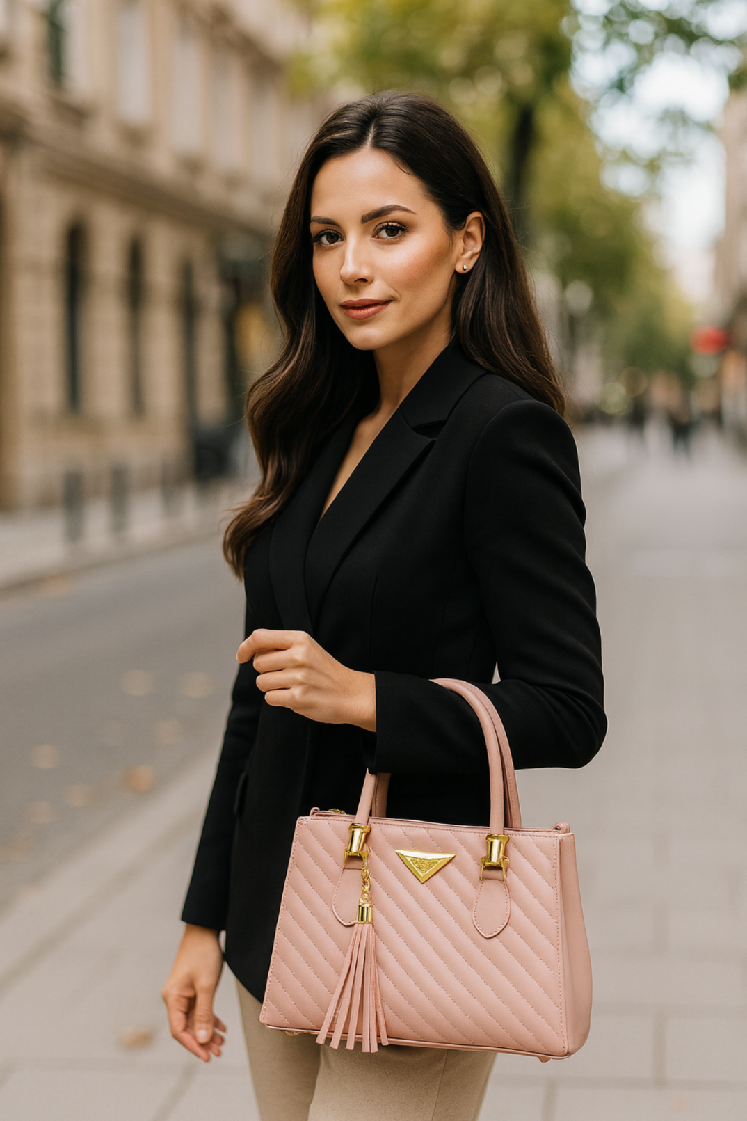 Bolsa Feminina Média Bordada com Alça Ajustável