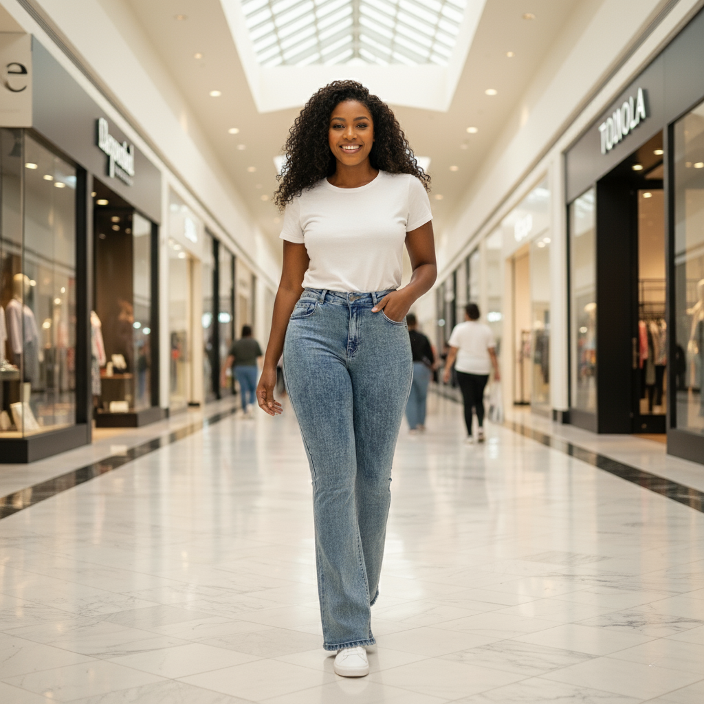 Calça Jeans Flare Feminina com Lycra e Cintura Alta