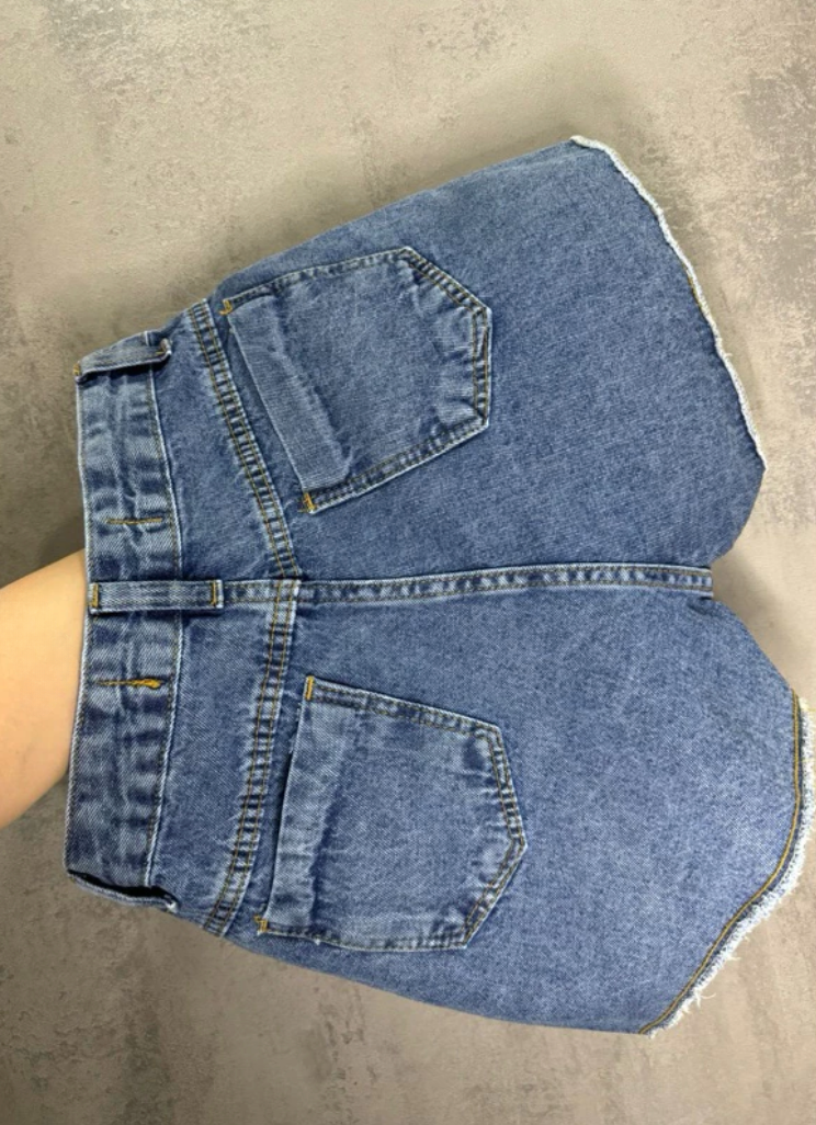 Short Jeans Feminino Cintura Alta Marmorizado 100% Algodão