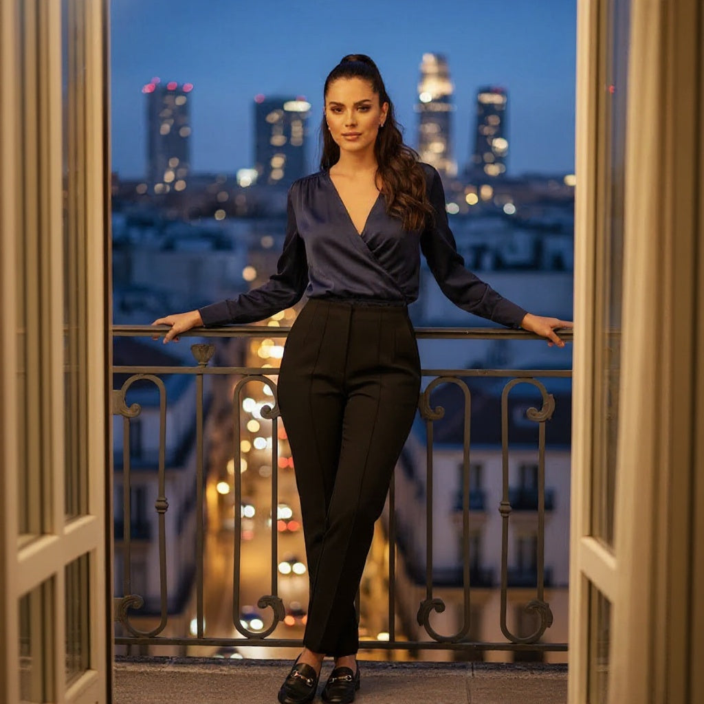 Calça Alfaiataria Feminina Slim Cintura Alta Elegante