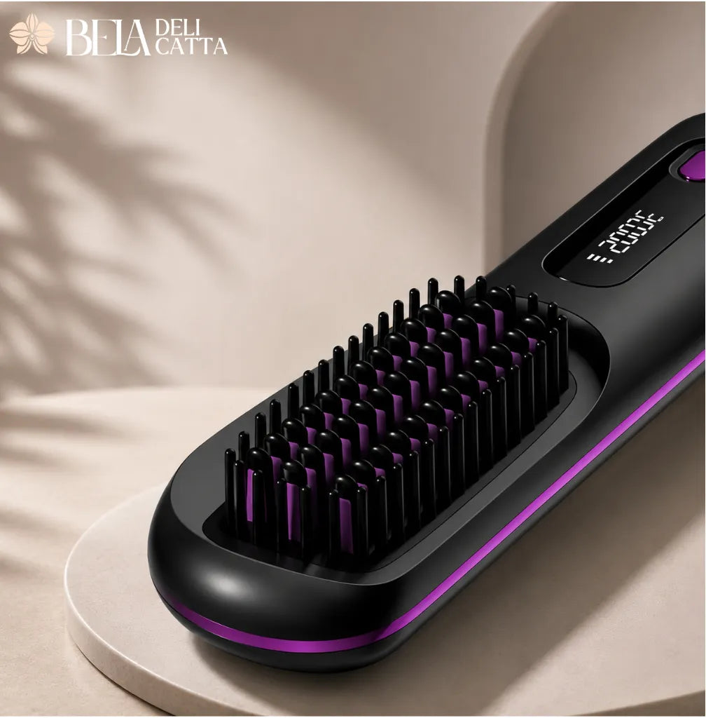 Escova Portátil Alisadora Sem Fio para Cabelo Liso em Minutos