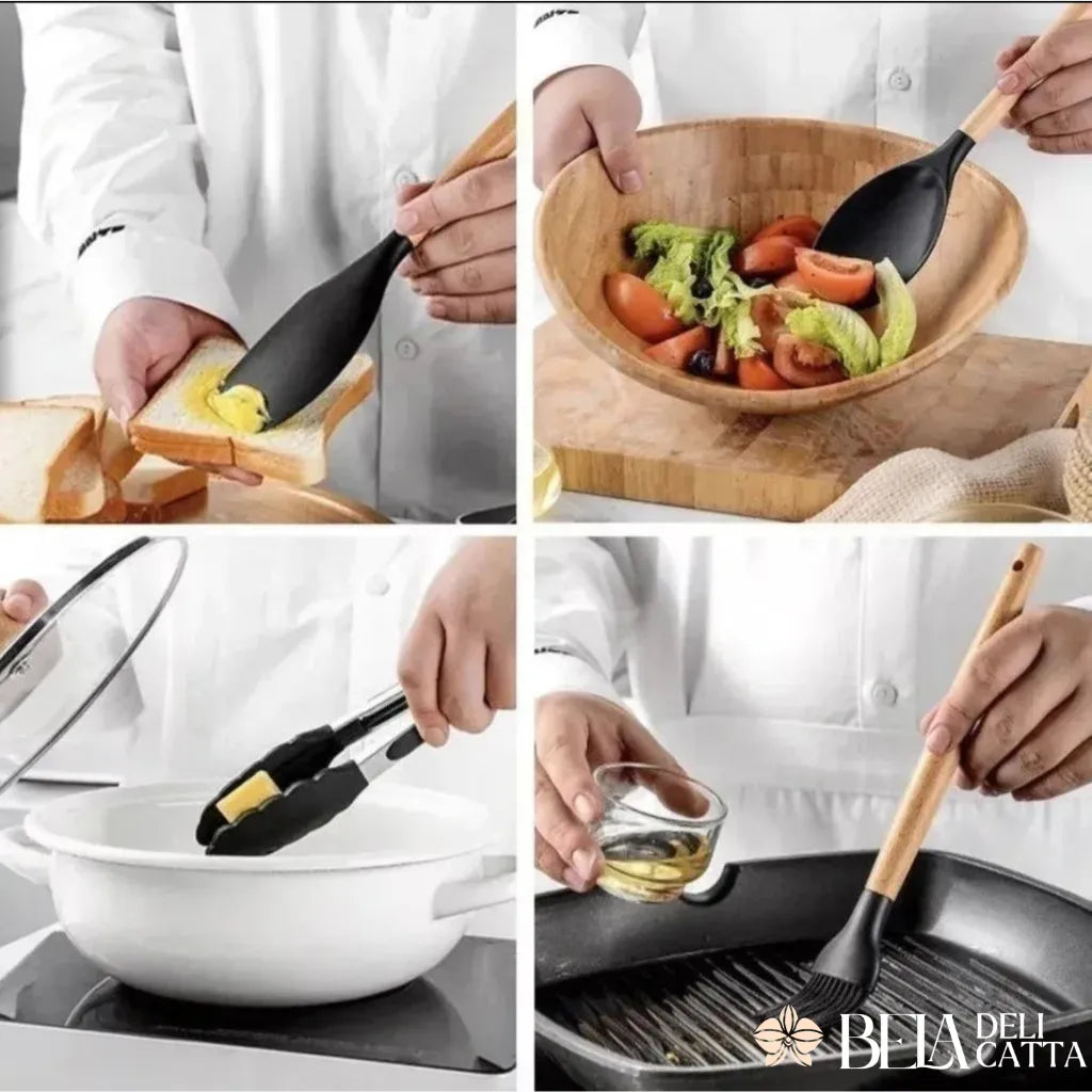 Jogo de Utensílios 12 peças Silicone com Suporte