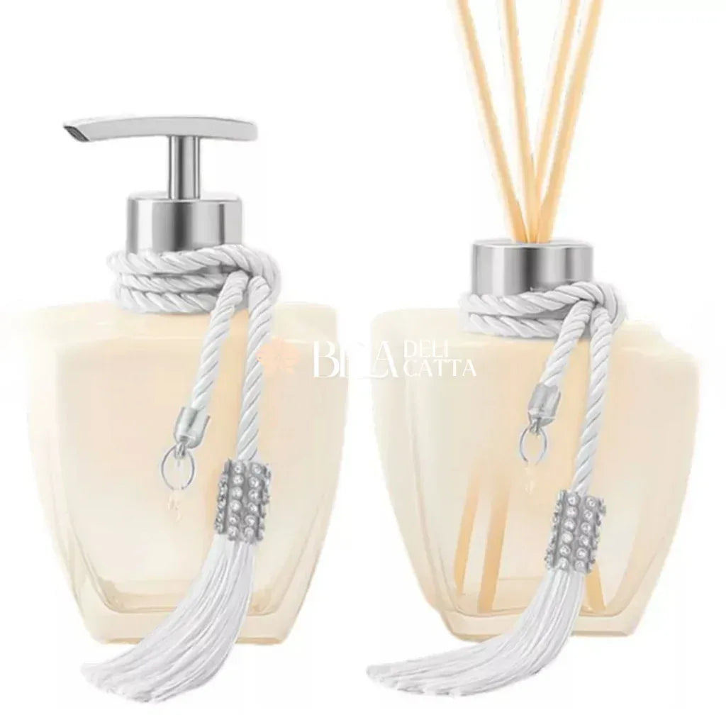 Kit Banheiro Luxo Vidro Degradê Branco - Bela Delicatta