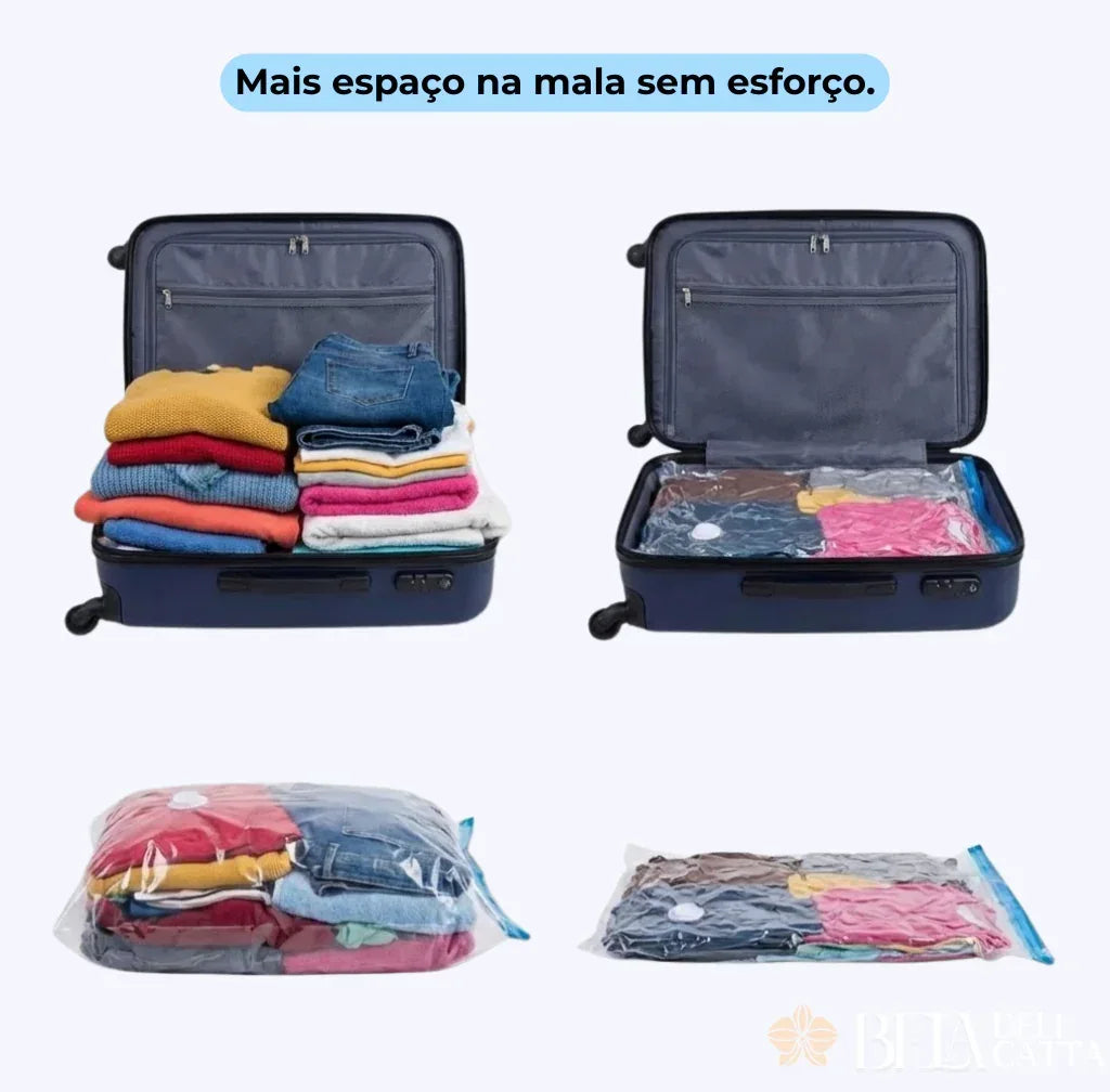 Kit Smart Viagem - Saco a Vácuo + Bomba Elétrica - Bela Delicatta