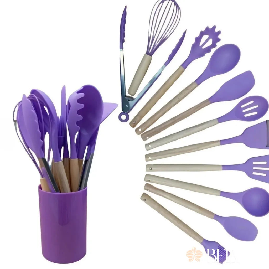 Jogo de Utensílios 12 peças Silicone com Suporte