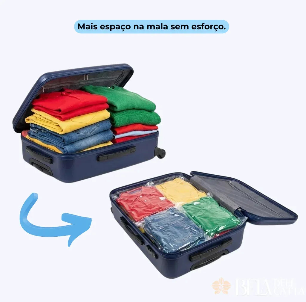Kit Smart Viagem - Saco a Vácuo + Bomba Elétrica - Bela Delicatta
