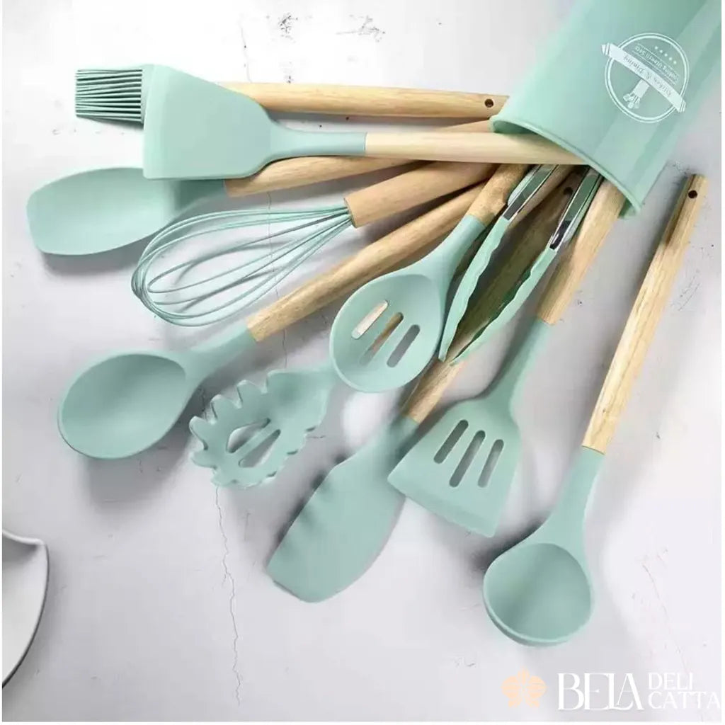 Jogo de Utensílios 12 peças Silicone com Suporte