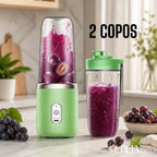 Mini Liquidificador Portátil 400ml | 6 Lâminas para Sucos e Vitaminas - 2 copos