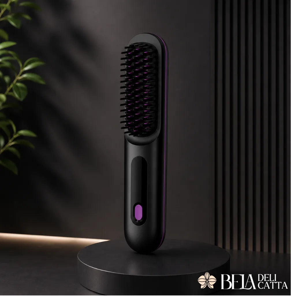 Escova Portátil Alisadora Sem Fio para Cabelo Liso em Minutos