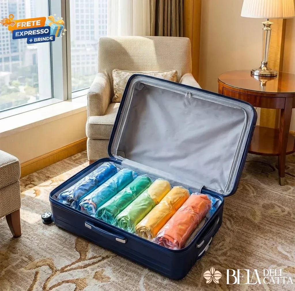 Kit Smart Viagem - Saco a Vácuo + Bomba Elétrica - Bela Delicatta