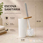 Kit Banheiro 4 Peças com Tampa de Bambu – Organização e Sofisticação para Seu Espaço