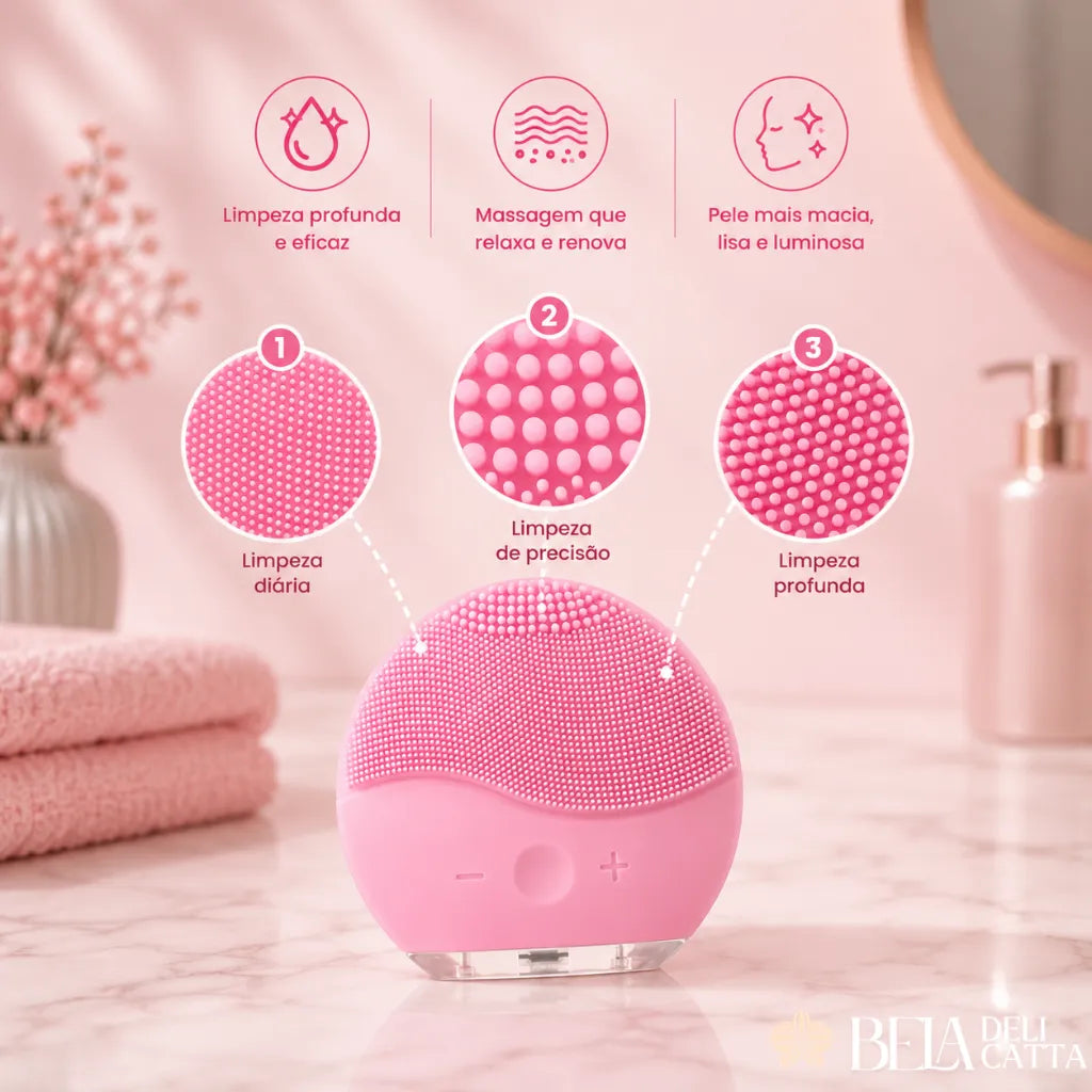 Esponja Facial Elétrica de Silicone para Pele Limpa e Radiante - Preço Promocional!