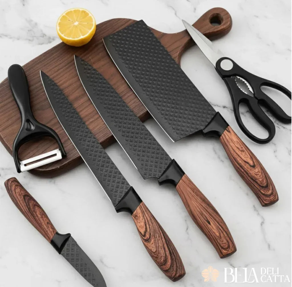 Conjunto de Facas Inox 6 Peças Antiaderente para Cozinha e Churrasco - Bela Delicatta