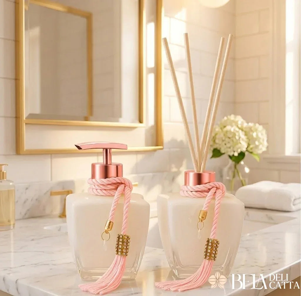 Kit Banheiro Luxo Vidro Degradê Branco - Bela Delicatta