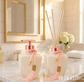 Kit Banheiro Luxo Vidro Degradê Branco - Bela Delicatta