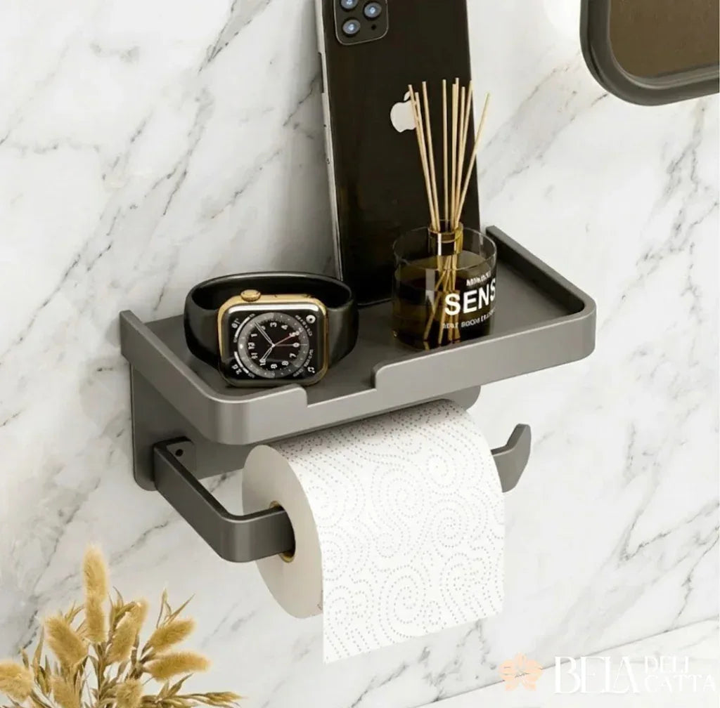 Porta Papel Higiênico de Metal com Suporte para Celular - PREÇO PROMOCIONAL! - Bela Delicatta