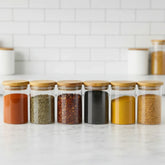 Kit Potes de vidro com tampa de bambu hermética - EcoGlass + Brinde!!!!! - Bela Delicatta