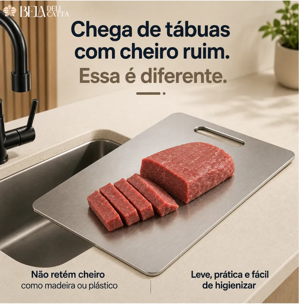 SteelChef | Tábua de Corte Inox Premium para Cozinha Moderna