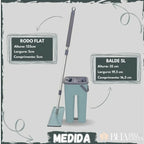 Mop Flat com Balde 6L | 2 Refis e Cabo Extensível Inox