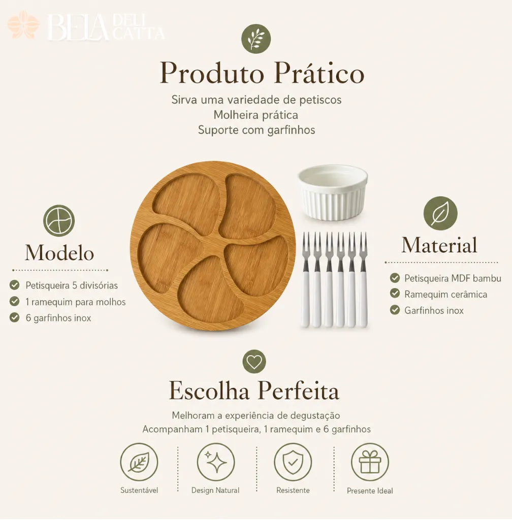 Kit Petisqueira Premium para Happy Hour – Elegância e Praticidade ao Servir