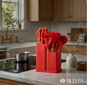 Kit Utensílios de Cozinha 19 Peças em Silicone com Facas - Preço Promocional!!!! - Bela Delicatta