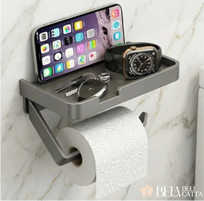 Porta Papel Higiênico de Metal com Suporte para Celular - PREÇO PROMOCIONAL! - Bela Delicatta