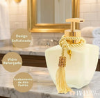 Kit Banheiro Luxo Vidro Degradê Branco - Bela Delicatta