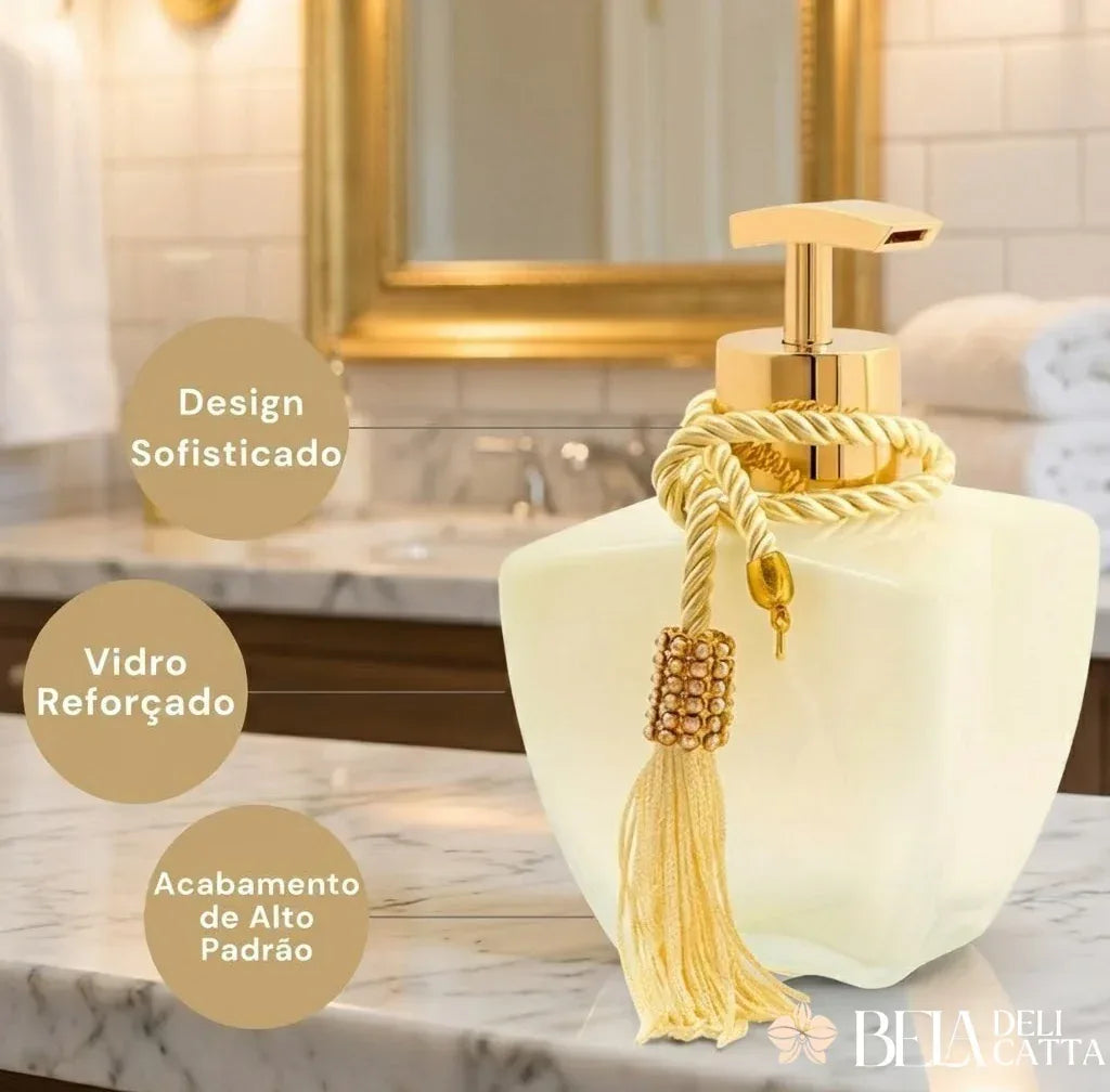 Kit Banheiro Luxo Vidro Degradê Branco - Bela Delicatta