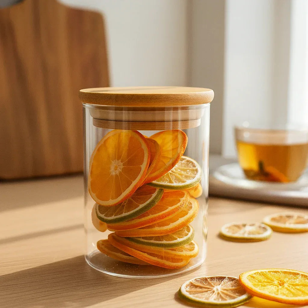 Kit Potes de vidro com tampa de bambu hermética - EcoGlass + Brinde!!!!! - Bela Delicatta
