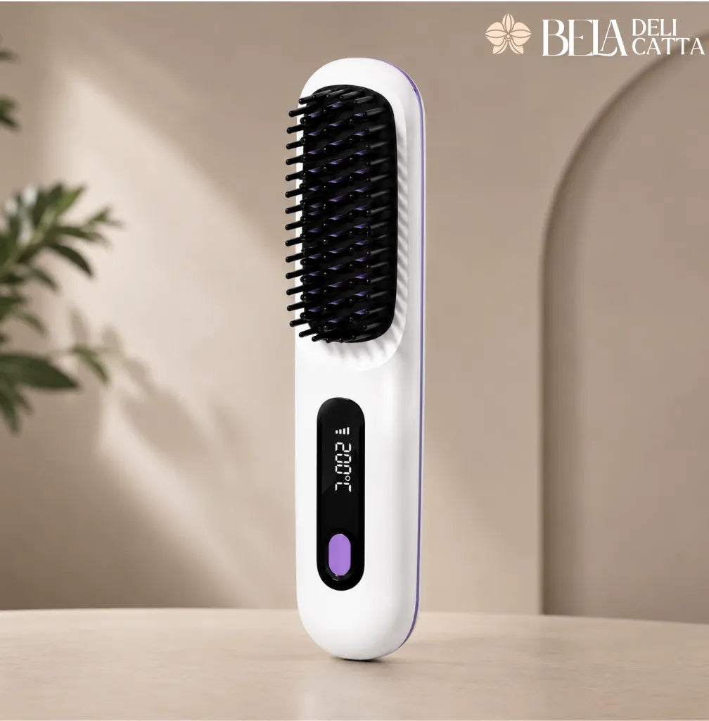 Escova Portátil Alisadora Sem Fio para Cabelo Liso em Minutos