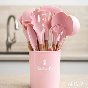 Jogo de Utensílios 12 peças Silicone com Suporte