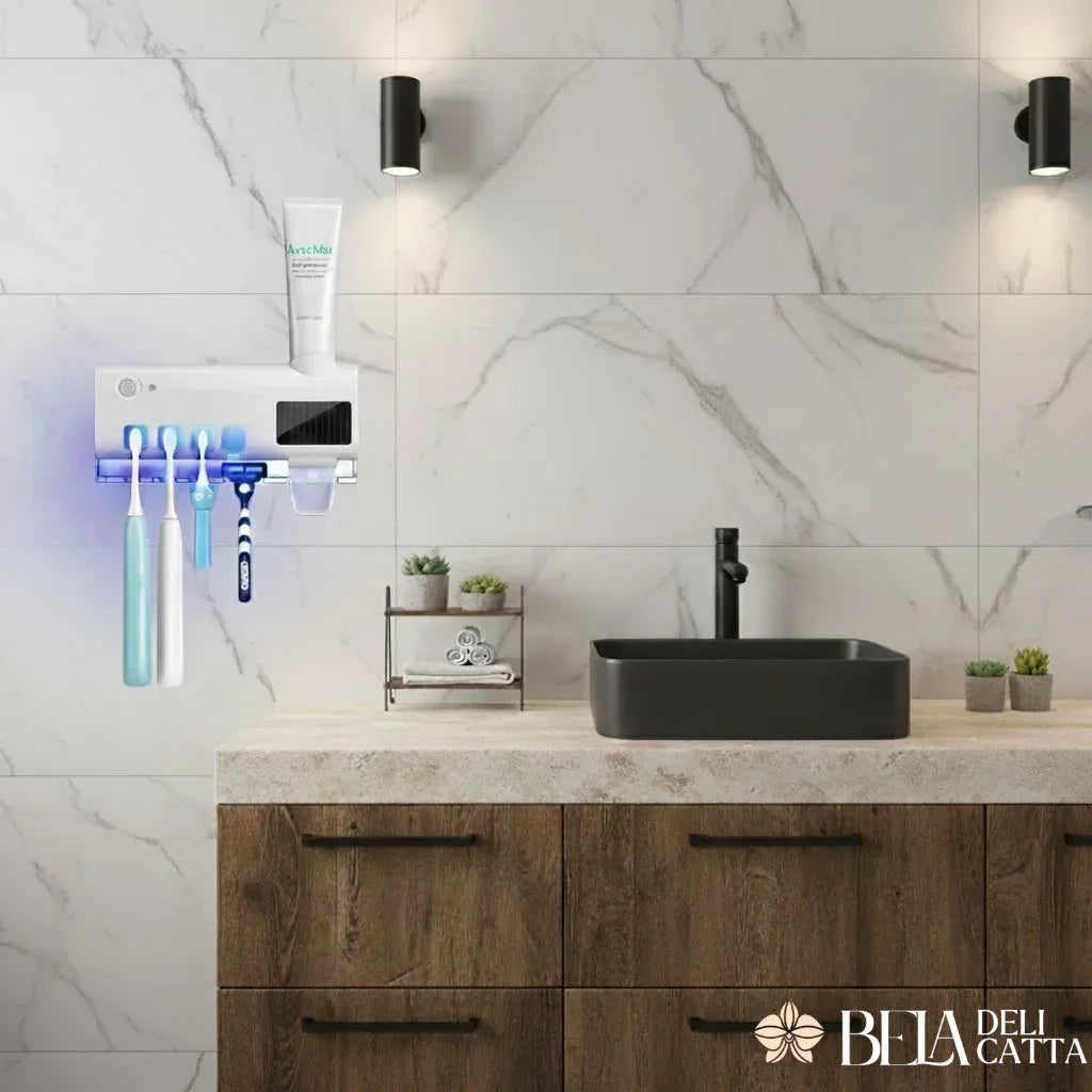 Porta Escova de Dentes com Esterilizador UV com Dispenser - ÚLTIMAS UNIDADES!!!! - Bela Delicatta