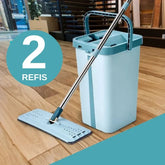 Mop Flat com Balde 6L | 2 Refis e Cabo Extensível Inox - Bela Delicatta