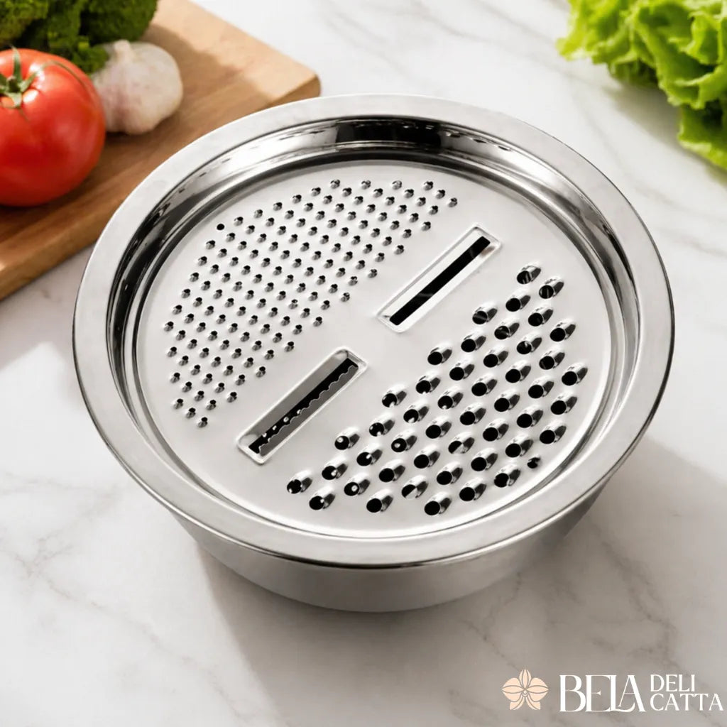 Tigela Inox 4 em 1 com Tampa Raladora – Praticidade Total Sem Bagunça