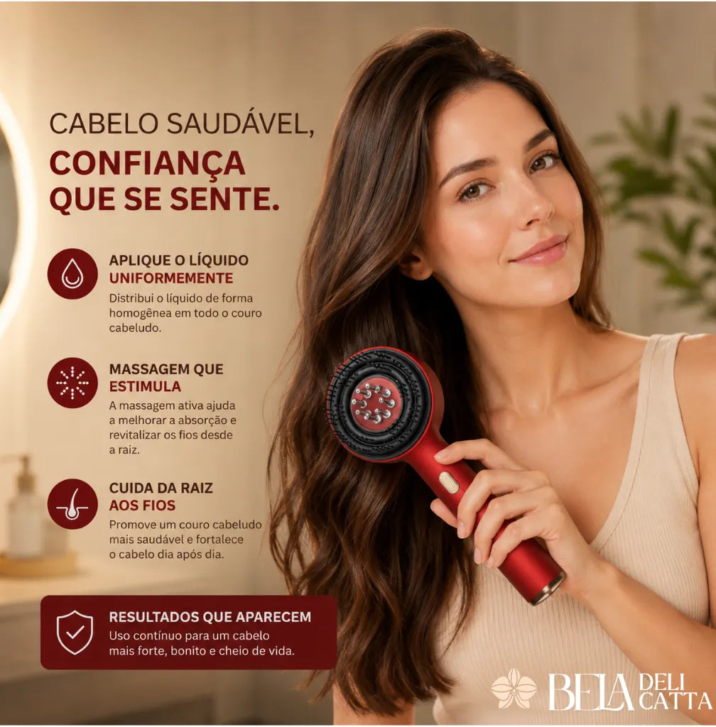 Escova Massageadora Anti Queda com Estímulo Capilar