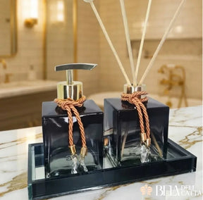 Kit Lavabo Vidro Luxo para Banheiro com bandeja - ÚLTIMAS UNIDADES! - Bela Delicatta