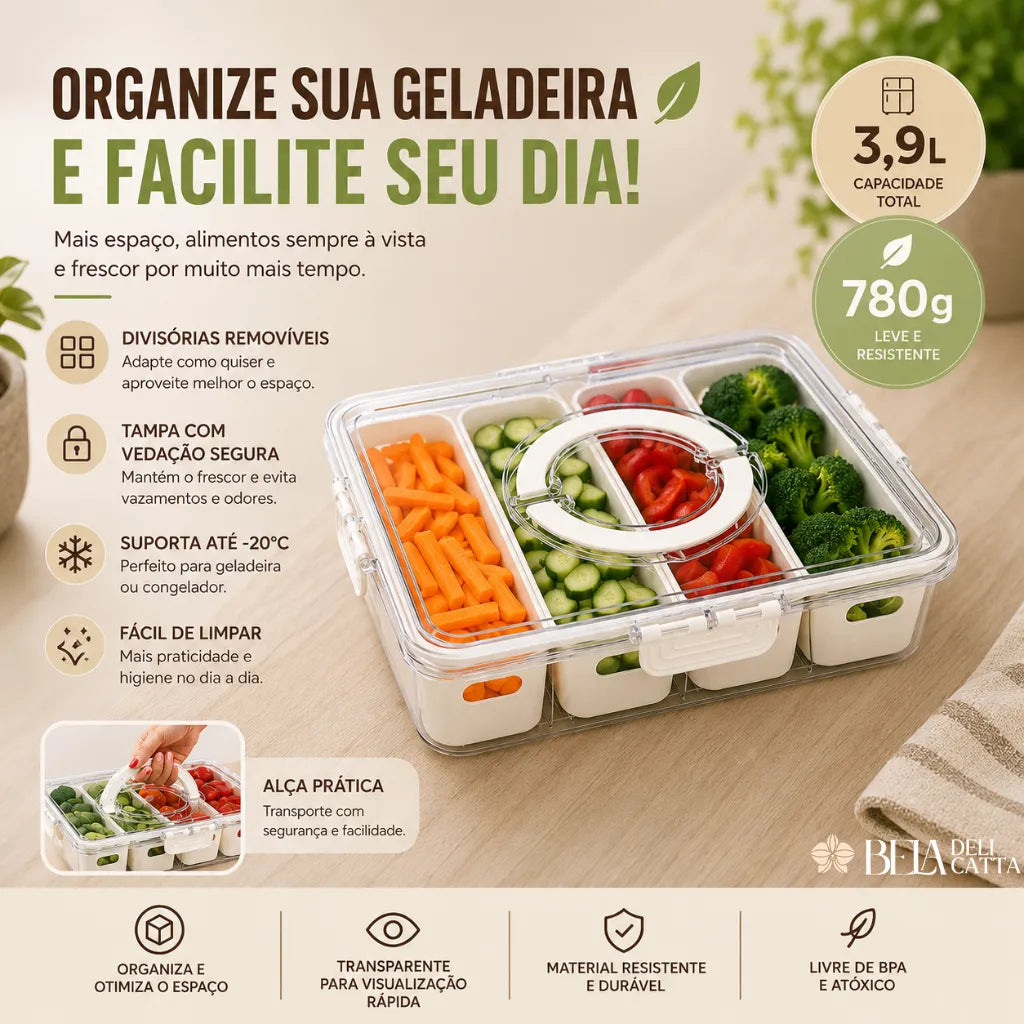 Pote Organizador para Geladeira com Divisórias - Mais Organização e Menos Bagunça