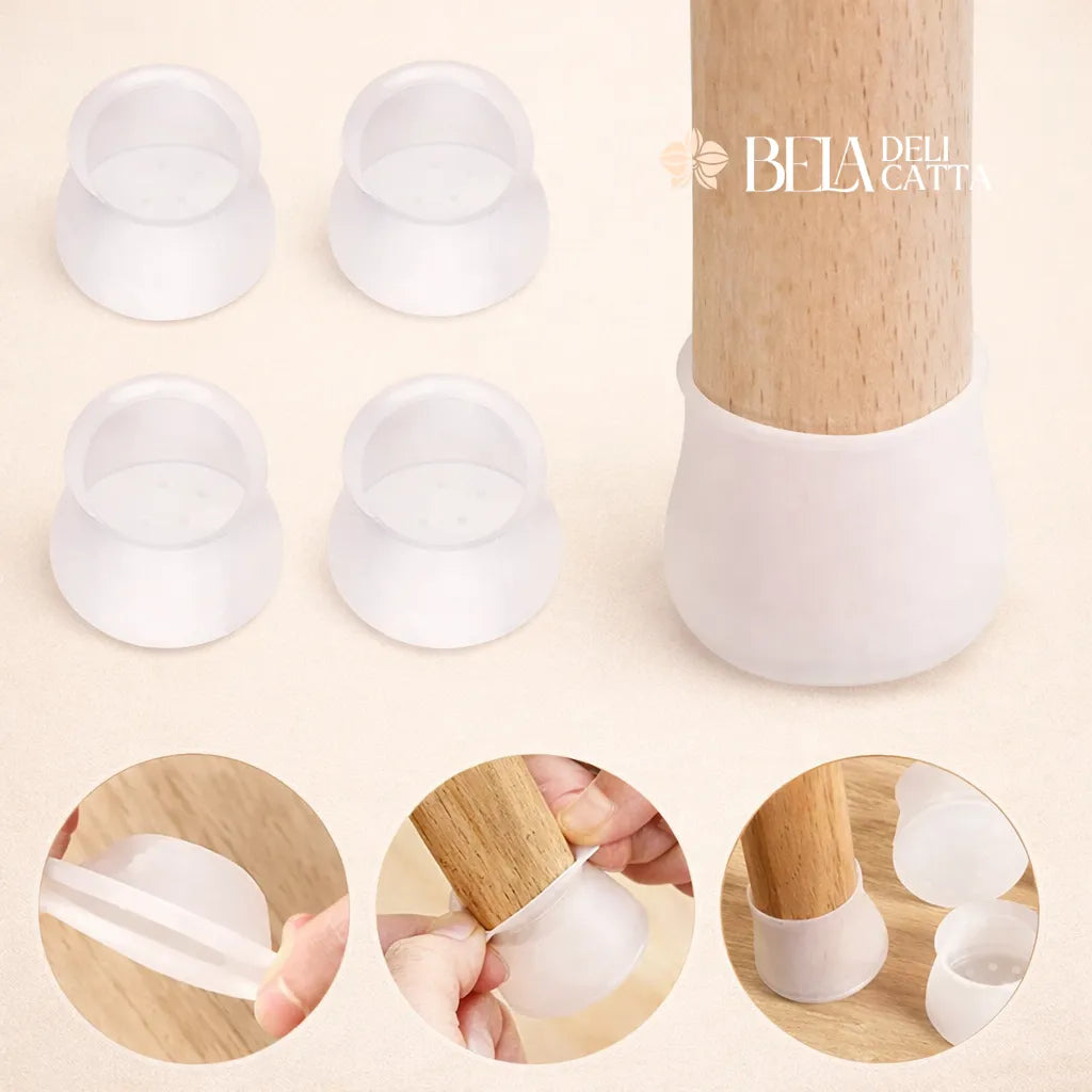 KIT 12 Protetores de Silicone para Pés de Cadeira e Mesa | Antirrisco e Antirruído