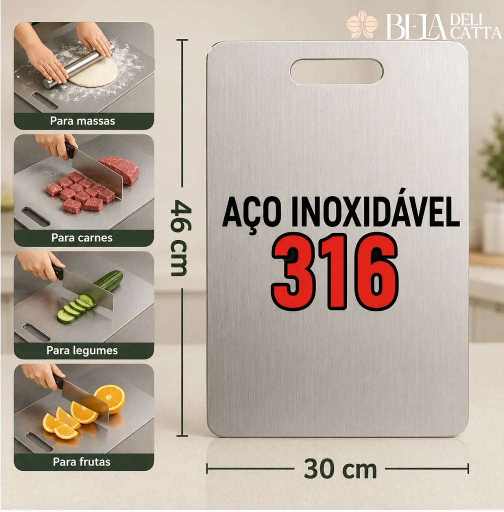 SteelChef | Tábua de Corte Inox Premium para Cozinha Moderna
