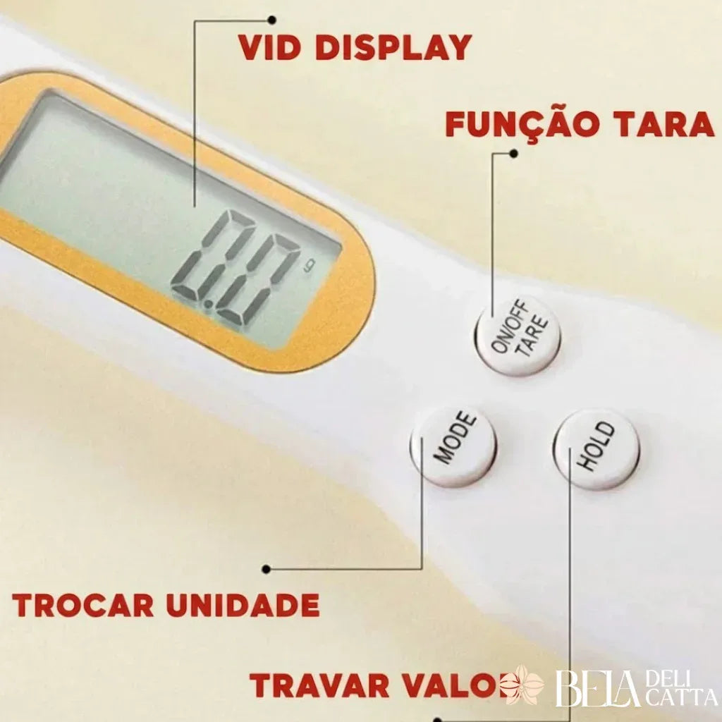 Colher Medidora Digital de Alta Precisão até 500g - ÚLTIMAS UNIDADES!!! - Bela Delicatta