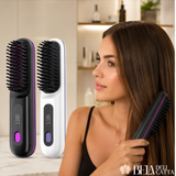 Escova Portátil Alisadora Sem Fio para Cabelo Liso em Minutos