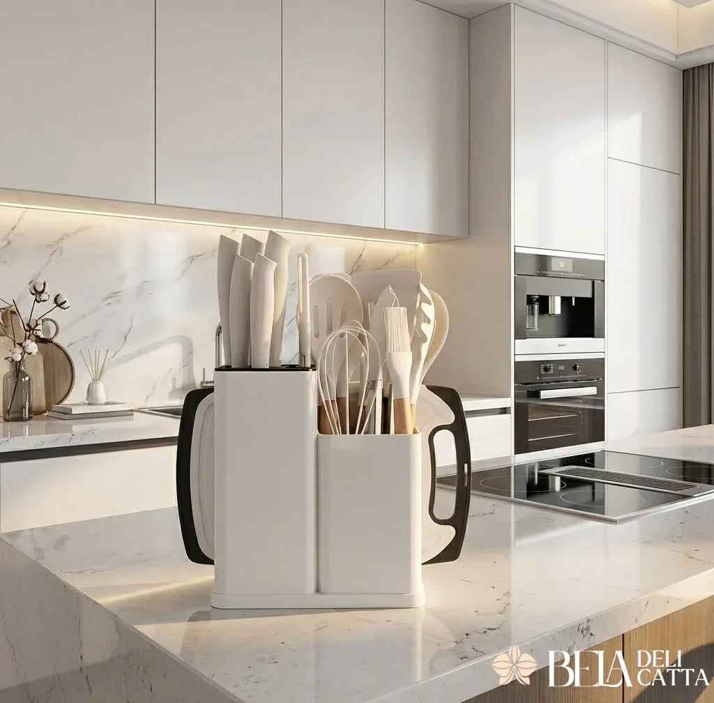 Kit Utensílios de Cozinha 19 Peças em Silicone com Facas - Preço Promocional!!!! - Bela Delicatta