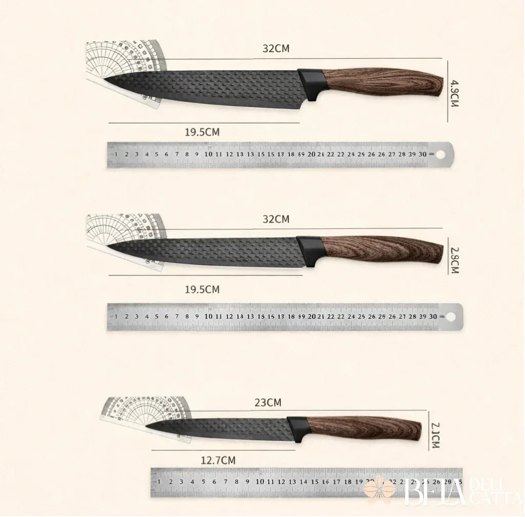 Conjunto de Facas Inox 6 Peças Antiaderente para Cozinha e Churrasco - Bela Delicatta