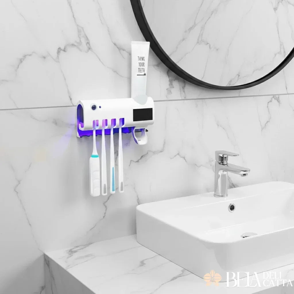 Porta Escova de Dentes com Esterilizador UV com Dispenser - ÚLTIMAS UNIDADES!!!! - Bela Delicatta