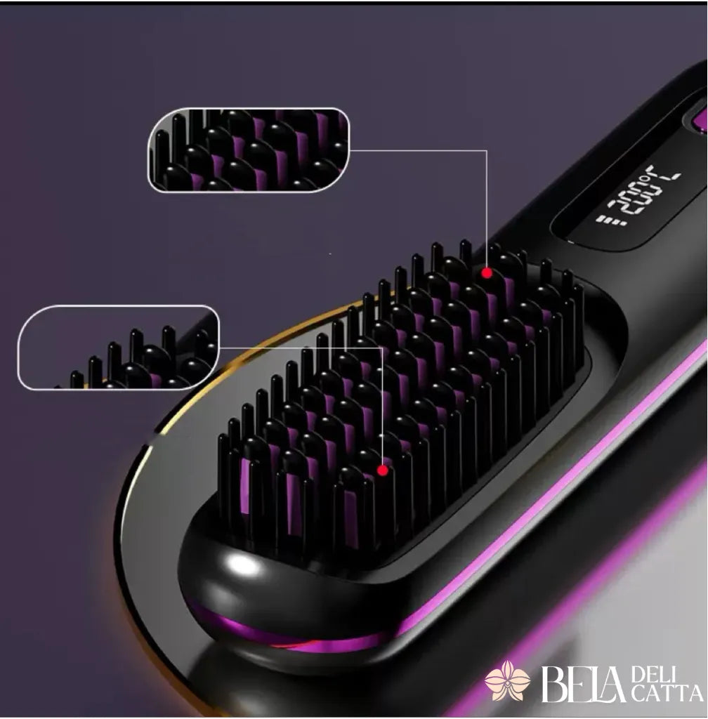 Escova Portátil Alisadora Sem Fio para Cabelo Liso em Minutos