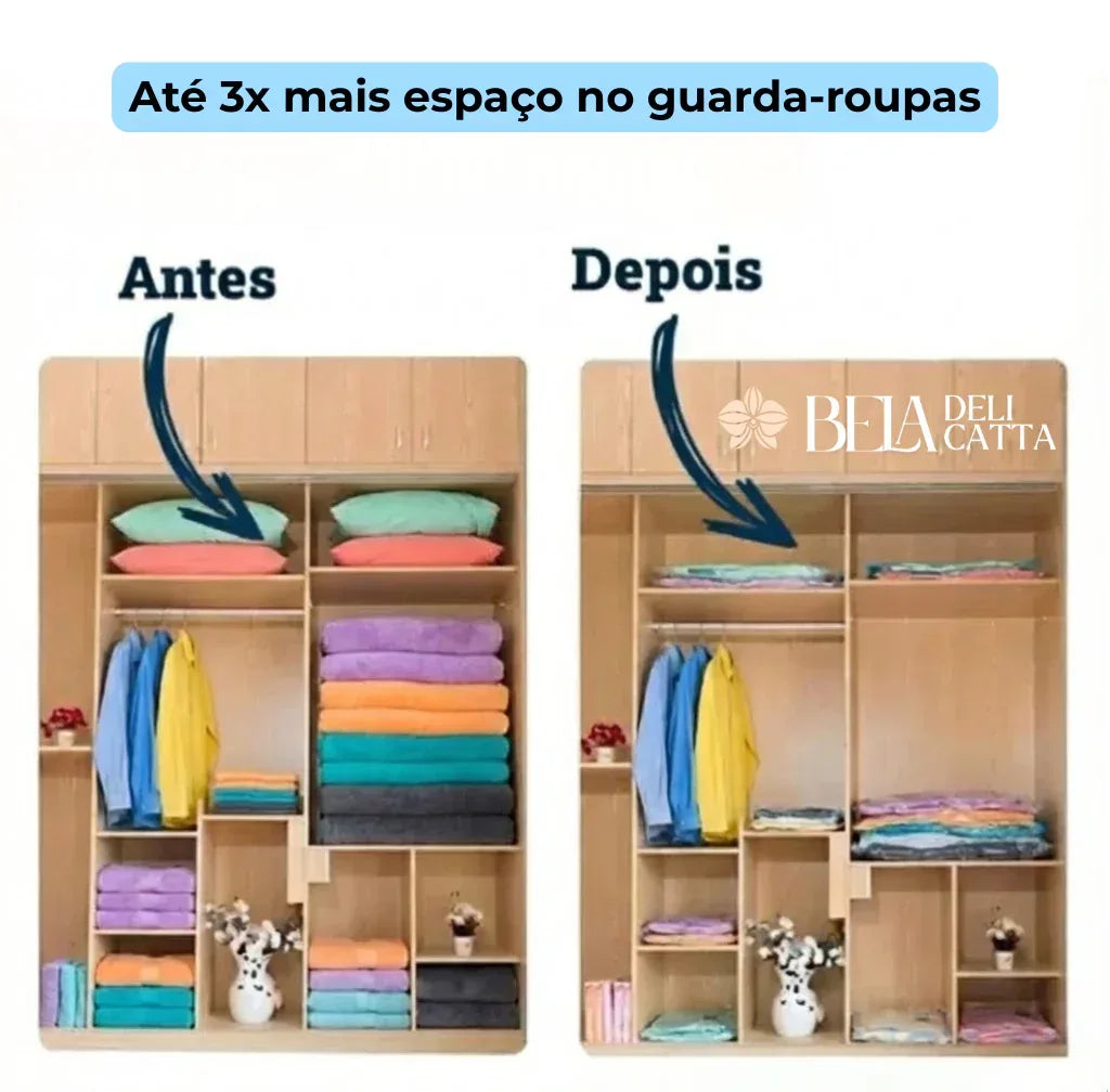 Kit com 10 Sacos a Vácuo para Viagem e Organização - Preço Promocional! - Bela Delicatta