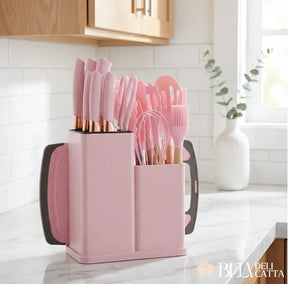 Kit Utensílios de Cozinha 19 Peças em Silicone com Facas - Preço Promocional!!!! - Bela Delicatta